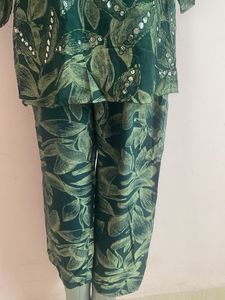 Green Floral Cord Set