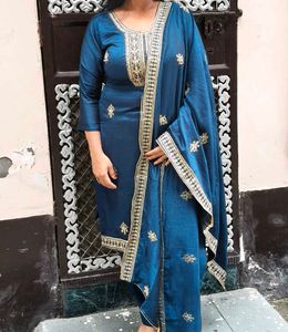 Blue Embroidered Kurta Set