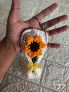 Sunflower Crochet Keychain