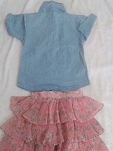 Denim Top &amp; Ruffle Skirt Set