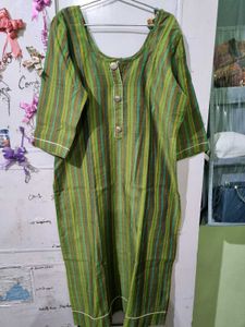 New Striped Green Kurta With Trousers Duppata