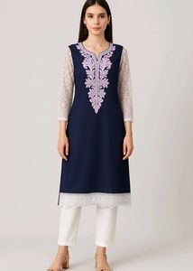 Kurti Pant Set Beads And Lace Work S size