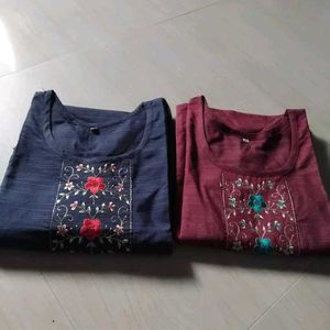 Black Embroidered Kurti - Size L