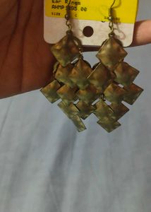 Gold Tone Square Drop Earrings