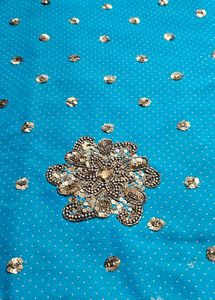 Blue handwork Saree with blouse piece