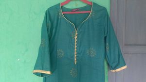 Teal Kurti with Gold Accents