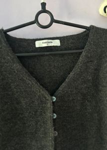 charcoal Gray Button-Down Cardigan