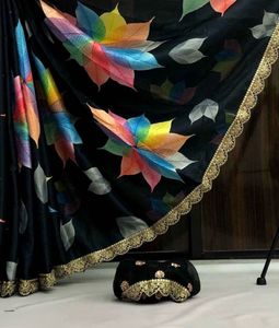 Elegant Black Floral Saree