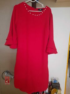 Red Colour Midi Dress