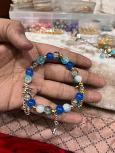 chain blue beaded Charm Bracelet