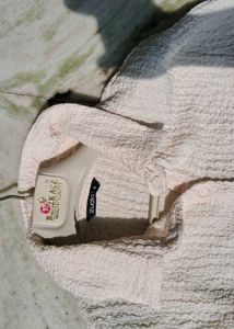 Cream Textured Cropped Top