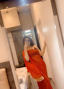 Elegant Red & Gold Sari