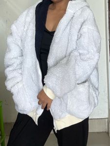 🩷Oversized Teddy White Hooded Jacket🩷