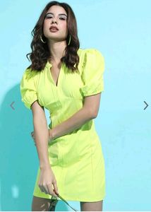 Tokyo Talkies Neon Green Skater Dress - L