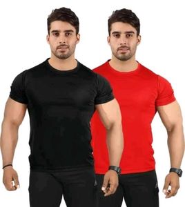 Men Solid Round Neck T shirt Pack Of 2