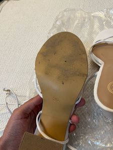 White Strappy Tie Up Block Heels