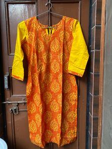 Yellow Printed Kurti