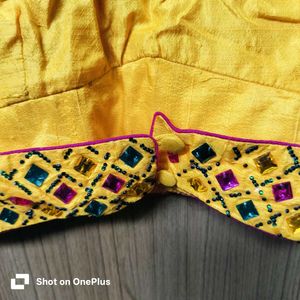 stone studded designer Yellow Blouse