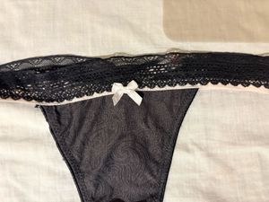 Beautiful Black Lace Trim Thong