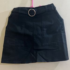Black Denim Mini Skirt