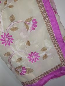 Embroidered Cream Saree