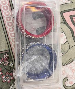 Sparkling Bangle Set BLUE AND RED