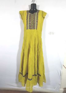 Yellow Embroidered Anarkali Suit