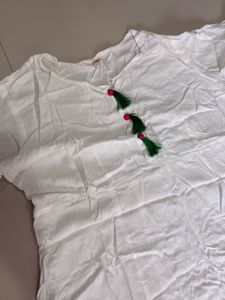 White Floral Print Kurti