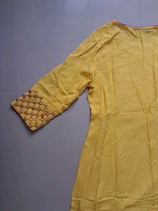 Yellow Embellished Kurta