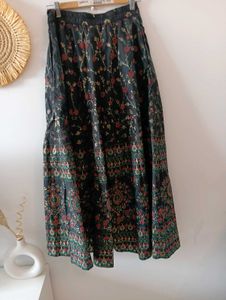 Global Desi Black Floral Ethnic Skirt