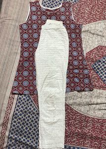 Printed Kurti with White Pants