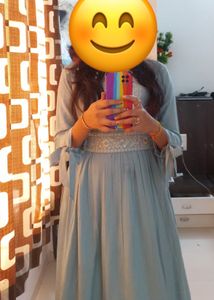 Sky Blue Embroidery Designer Dress