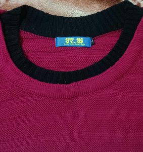 Burgundy &amp; White Striped Sweater