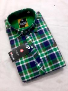 Green & Blue Plaid Shirt Combo Pack Of 3