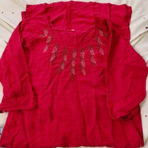 Red Embellished Tunic Top