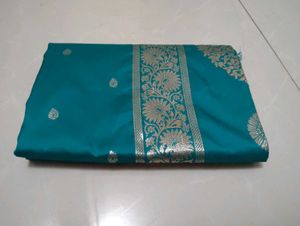 Elegant Teal Banarasi Silk Saree