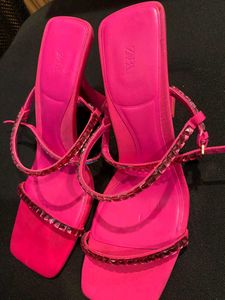 Zara rhinestone pink heels