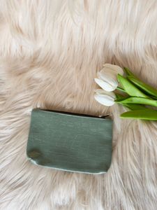 Sage Green Croc-Embossed Pouch
