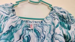 Green And White Crop Top