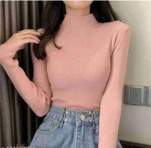 Pink Ribbed Highneck Top