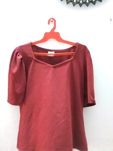 Maroon Puff Sleeve Top