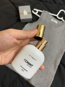 Gray Ribbed Tank Top With LA’ French Perfume