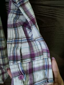 White Casual Check Print Shirt
