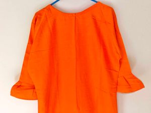 Orange Floral Print Tunic Top
