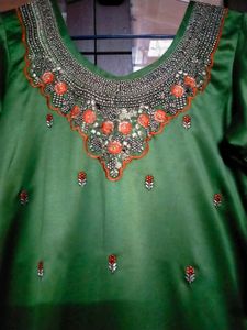 Green Embroidered Kurta Set