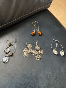 Silver Coloured Casual Earrings 4 Pairs