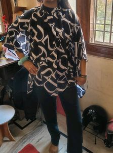 Sale!! Black And White Kaftan Top