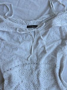 Schiffli Cotton White Playsuit