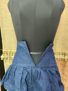 Denim Pleated Mini Skirt