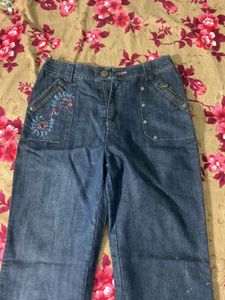 Embroidered Flare Jeans